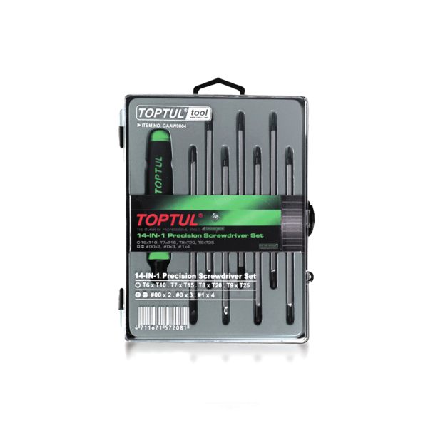 ชุดไขควงสลับก้าน, ไขควง, ชุดไขควง, ไขควงด้ามสลับ, TOPTUL, TOP-GAAW0804, 14-IN-1 PRECISION SCREWDRIVER SET